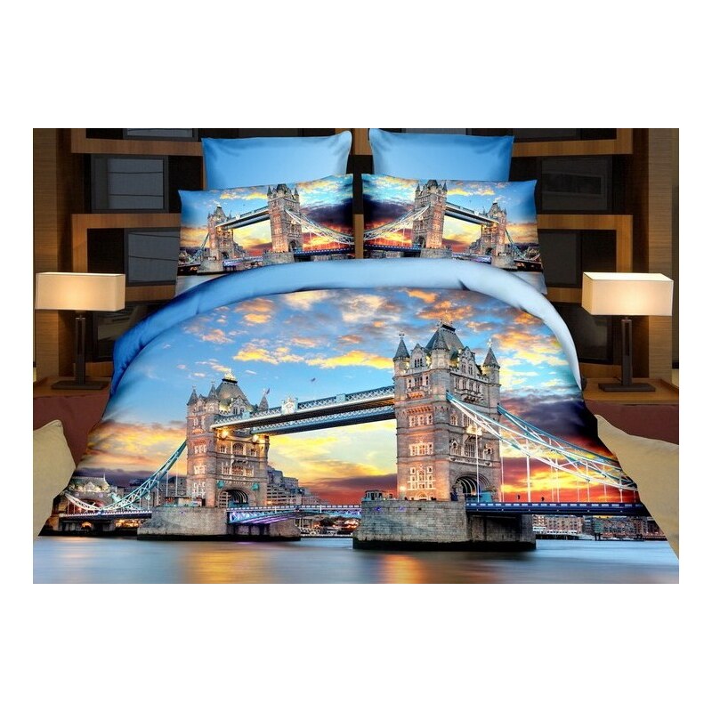 Povlečení TOWER BRIDGE 3D set 3 ks, 140x200, 2x povlak 70x80 MyBestHome