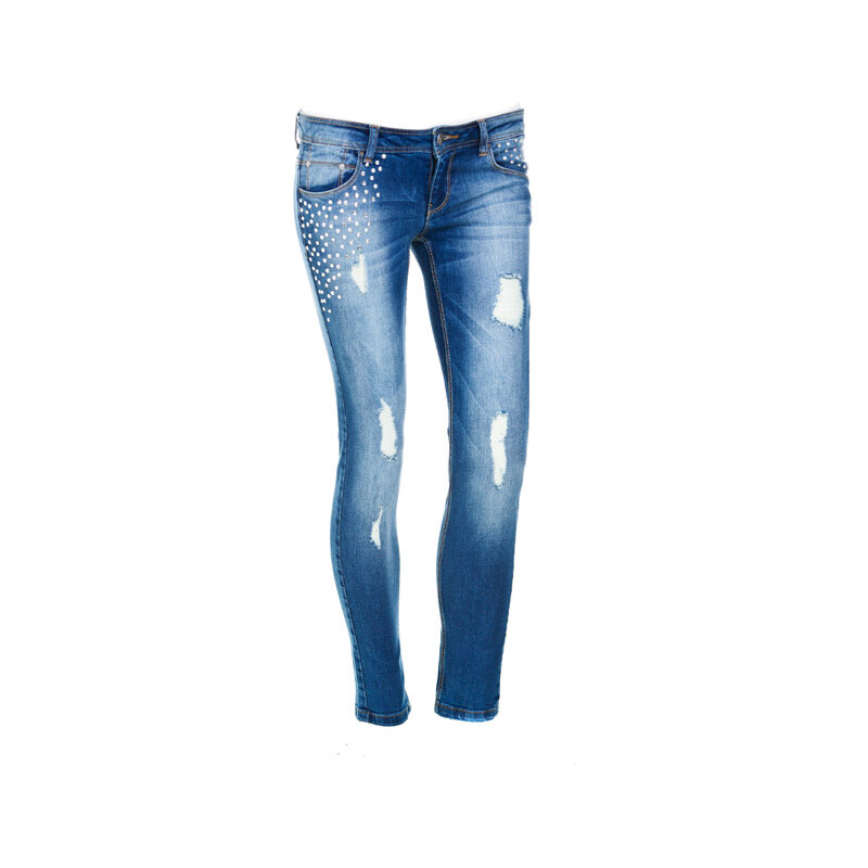Terranova Ripped jeans with rhinestones