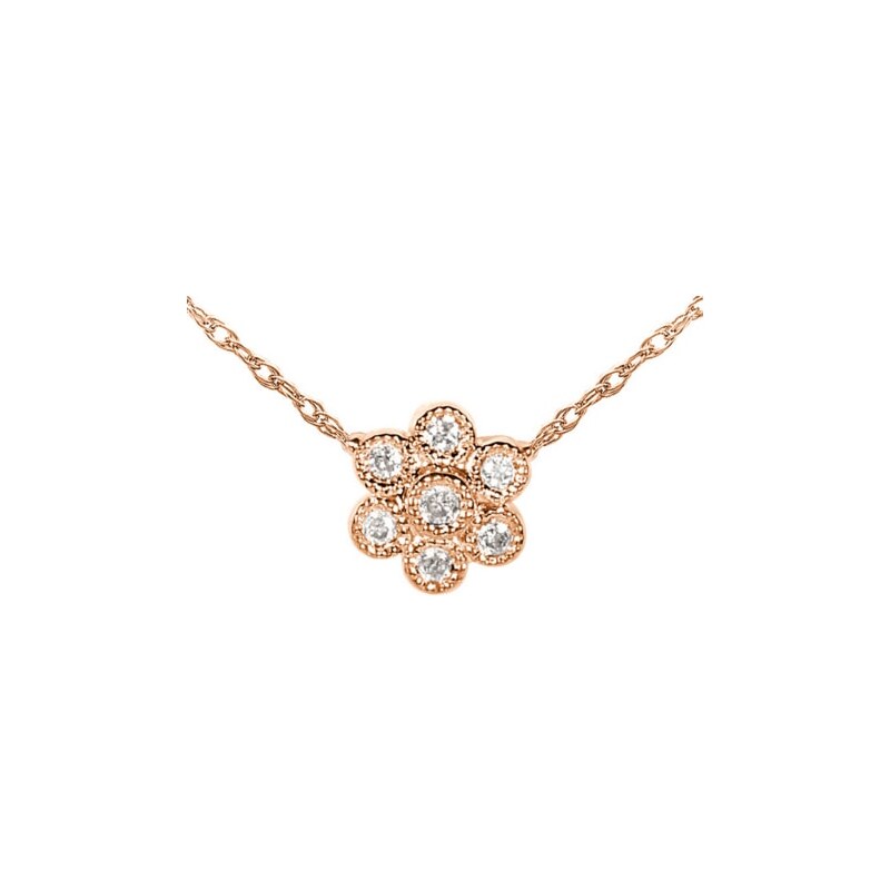 Náhrdelník z růžového zlata s diamantovou květinou KLENOTA je3247