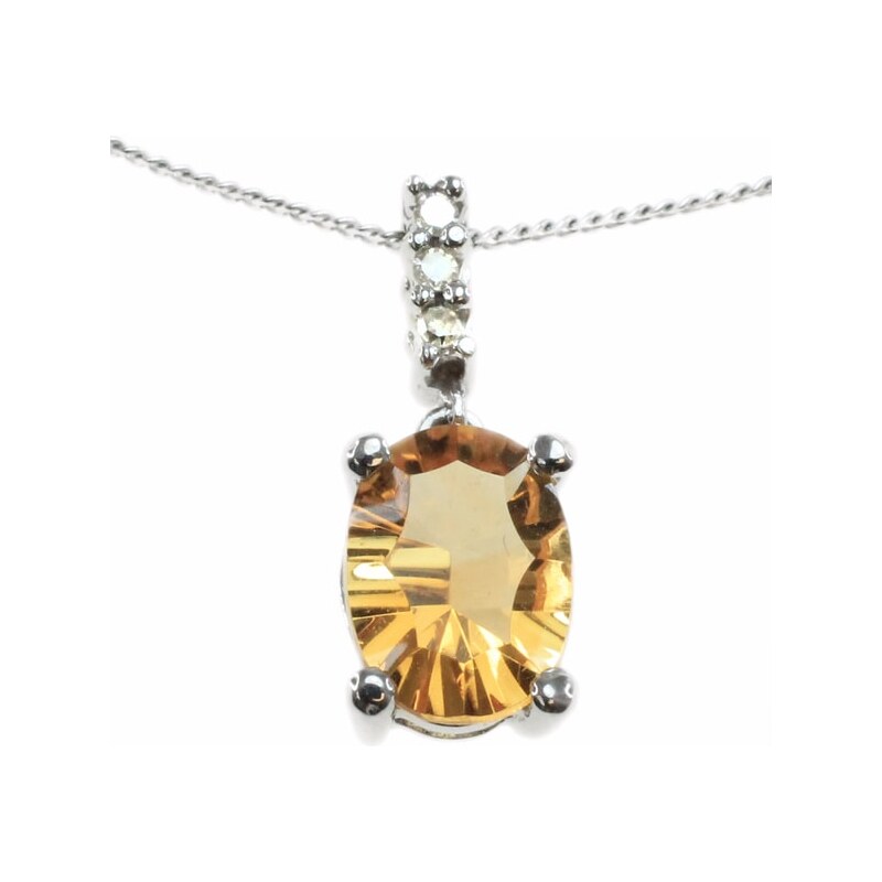 Zlatý přívěsek citrín a diamanty KLENOTA je3054