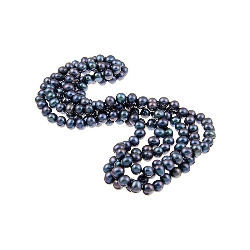 Dlouhý náhrdelník z černých perel KLENOTA sil042