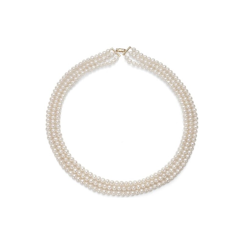 Trojřadý perlový náhrdelník KLENOTA je3338