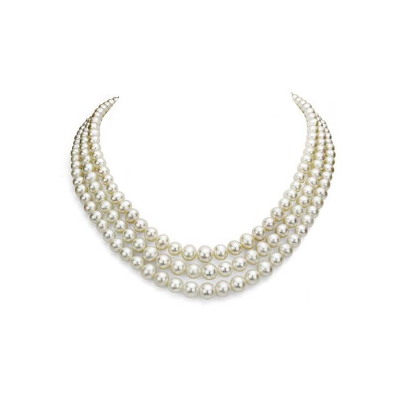 Trojřadý perlový náhrdelník KLENOTA sil1048