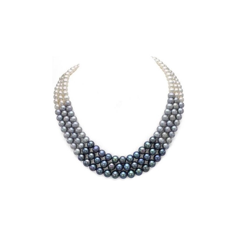 Trojbarevný perlový náhrdelník KLENOTA sil925
