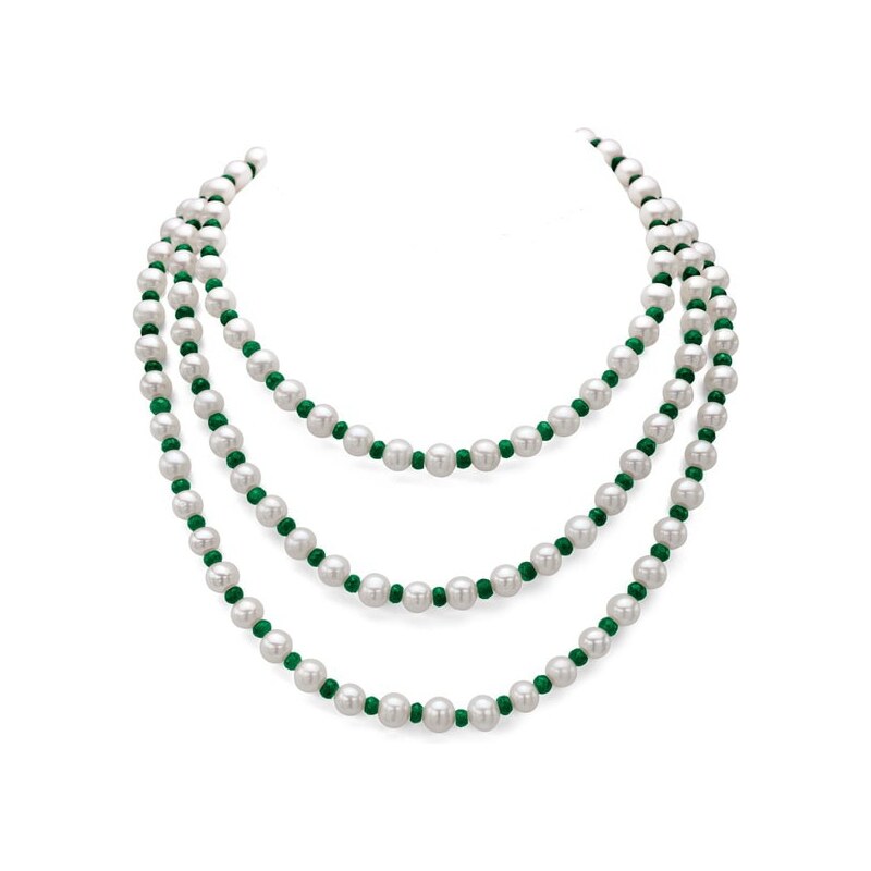 Perlový náhrdelník se smaragdy KLENOTA sil6660