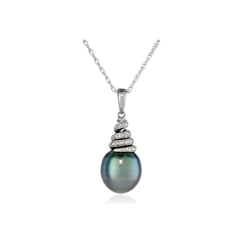 Stříbrný přívěsek s Tahitskou perlou a diamanty KLENOTA je1631