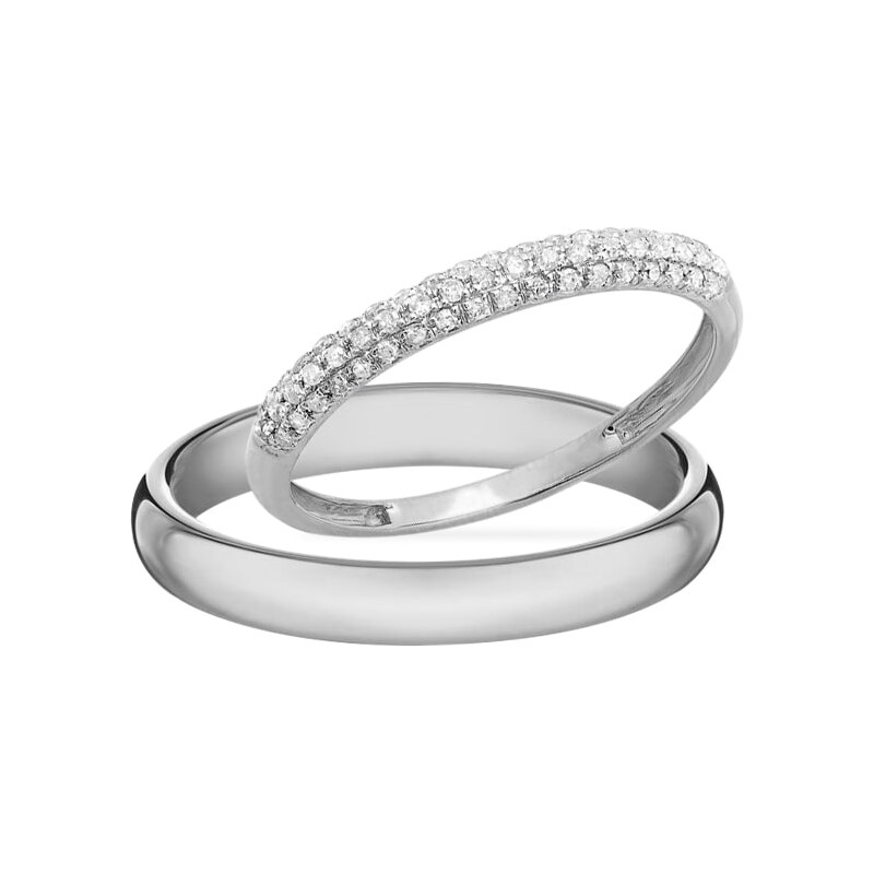 Snubní prsteny v bílém zlatě s diamanty KLENOTA je2086
