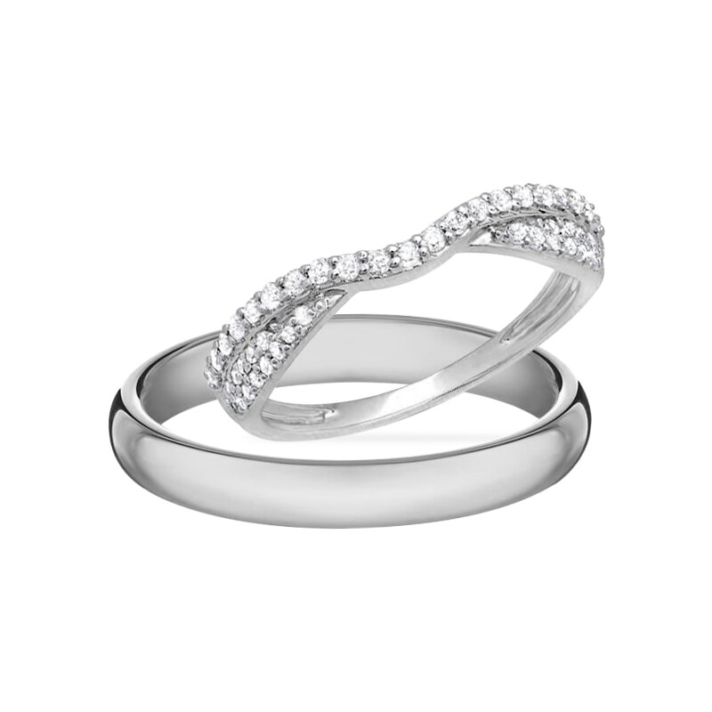 Snubní prsteny bílé zlato a diamanty KLENOTA je2661