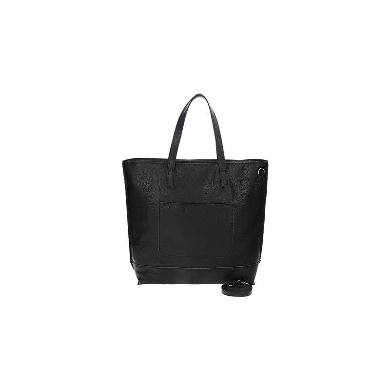 Vera Pelle Luxusní černá kožená kabelka v moderním designu