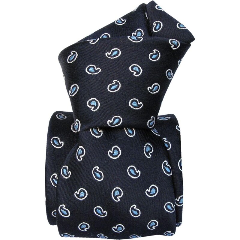 Gentleport Hedvábná kravata - černá s paisley vzorem