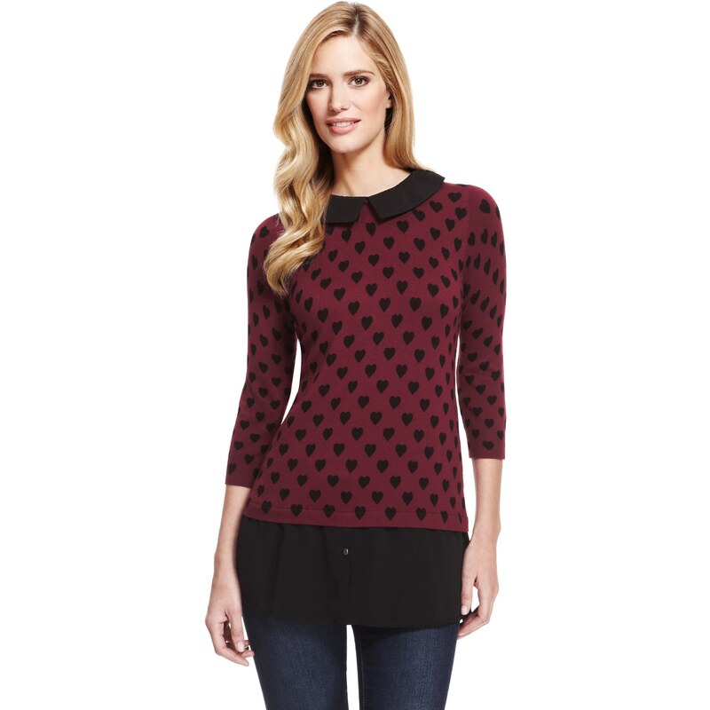 Marks and Spencer M&S Collection Peter Pan Collar Mock Layered Jumper