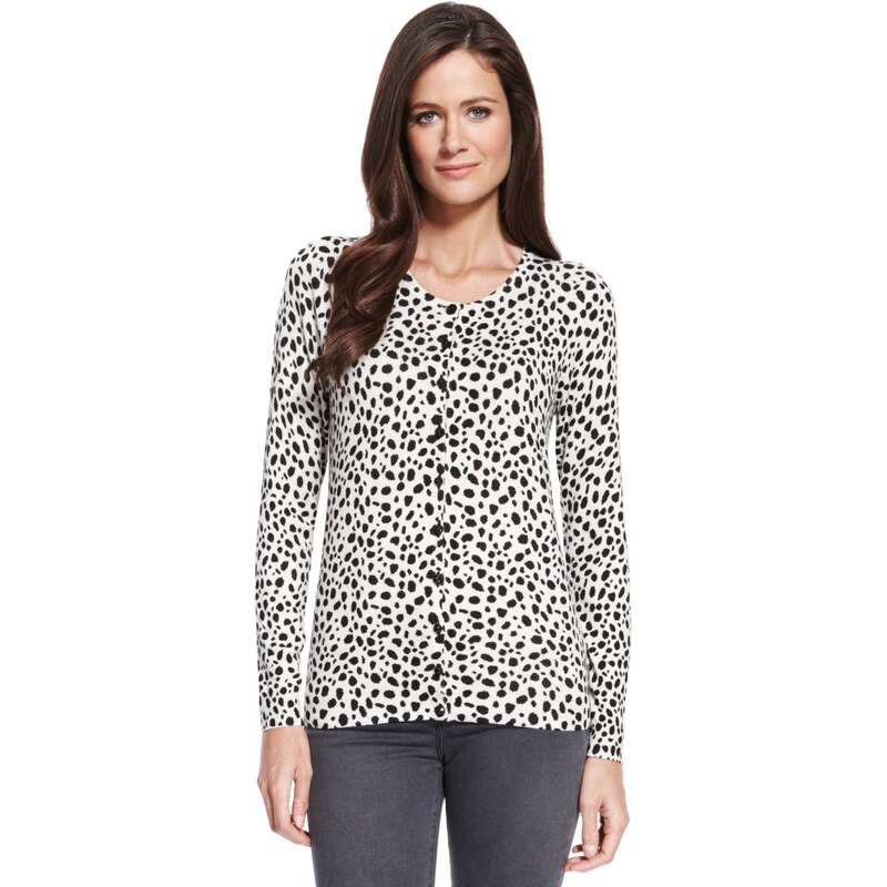 Marks and Spencer M&S Collection Bobble Button Cheetah Print Cardigan