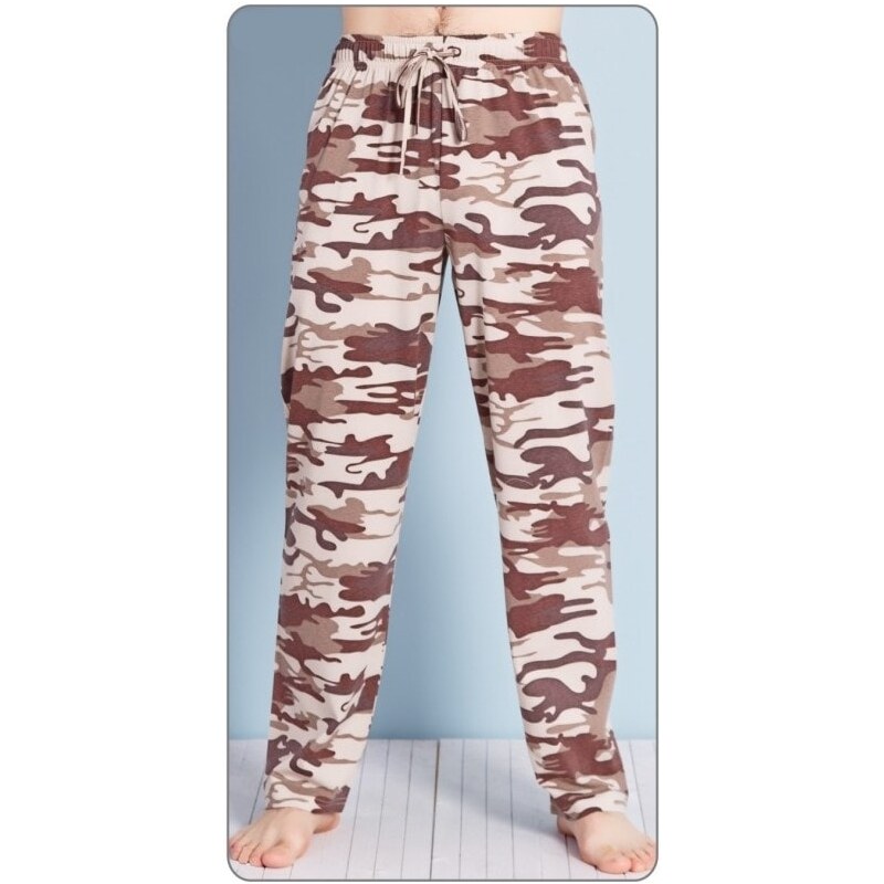 Gazzaz Pánské pyžamové kalhoty Army - hnědá