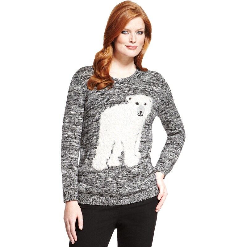 Marks and Spencer Plus Cotton Rich Polar Bear Jumper