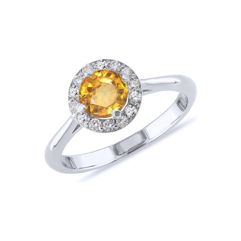 Stříbrný prsten s citrínem a diamanty KLENOTA k0030039