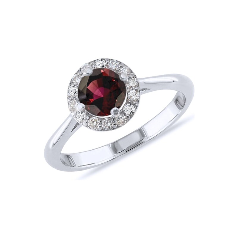Stříbrý prsten s granátem a diamanty KLENOTA k0030019