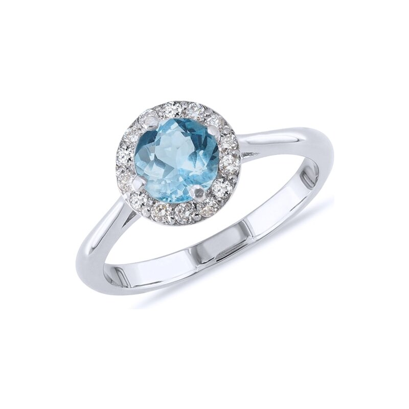 Stříbrný prsten s topazem a diamanty KLENOTA k0030049