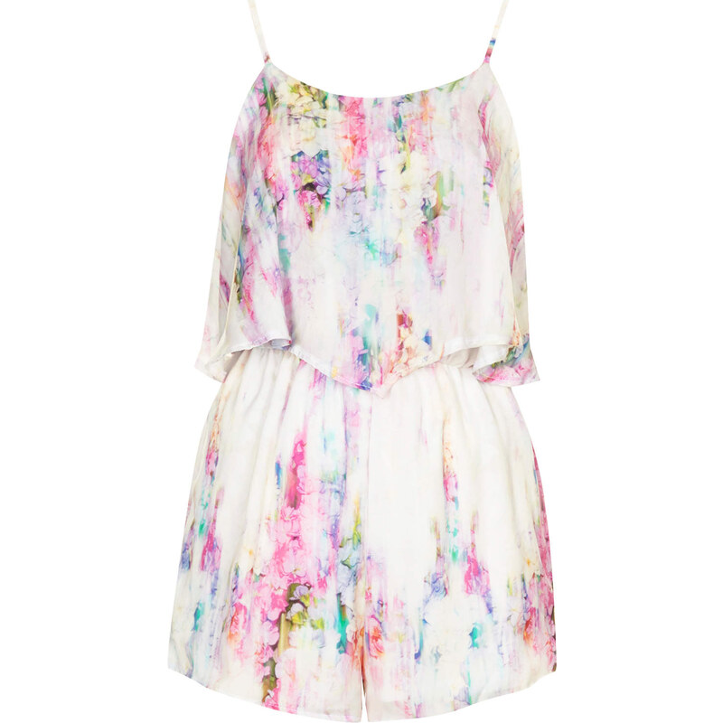 Topshop **Printed Silky Frill Front Playsuit by Oh My Love