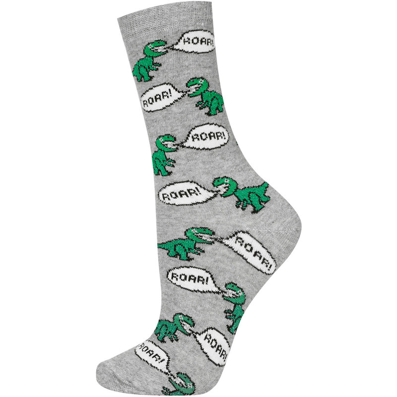 Topshop Grey Fluffy Dinosaur Socks