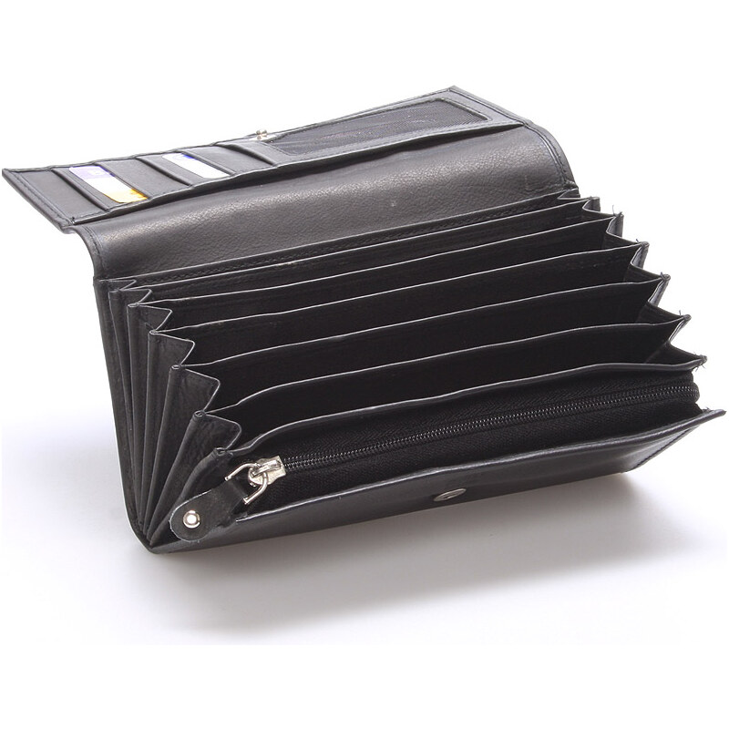 Velká kožená černá peněženka - Delami Juse černá