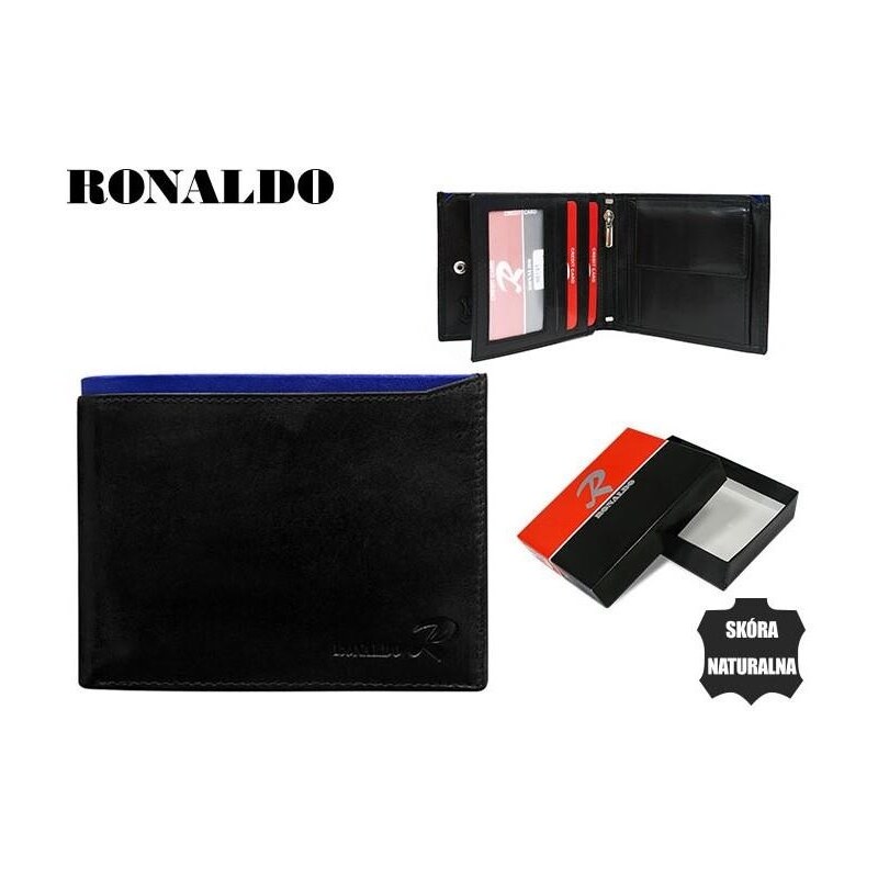 RONALDO Luxusní černo-modrá kožená peněženka pro muže