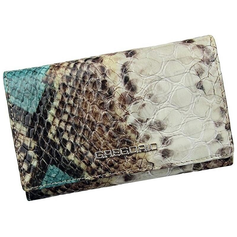 GREGORIO Stylová tyrkysová peněženka s hadím vzorem