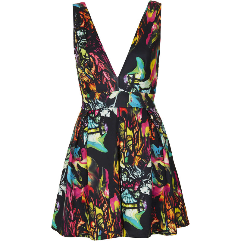 Topshop **Deep V Printed Scuba Dress by Oh My Love