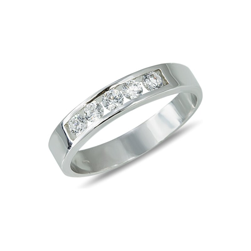 Prsten s pěti diamanty v bílém zlatě KLENOTA kln1284