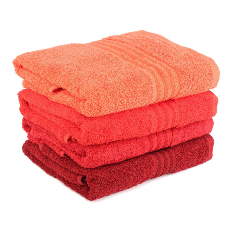 Bonami Sada 4 červených bavlněných ručníků Foutastic, 50 x 90 cm