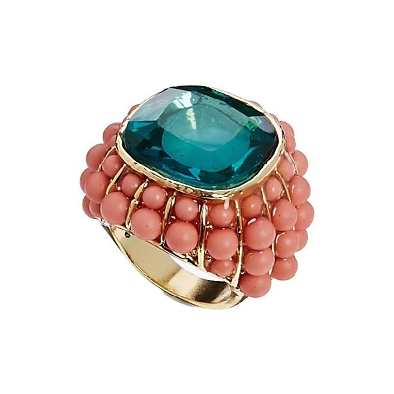 Johnny Loves Rosie Coral Bead And Stone Ring