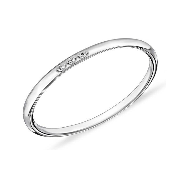 Prsten z bílého zlata se třemi diamanty KLENOTA k0099022