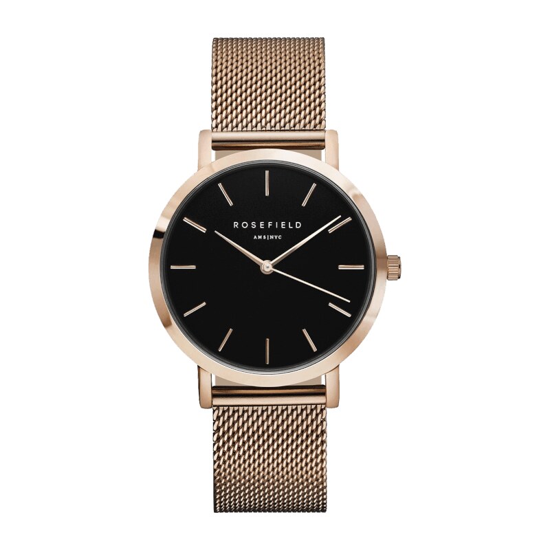 Hodinky Rosefield The Mercer Rose Gold Black