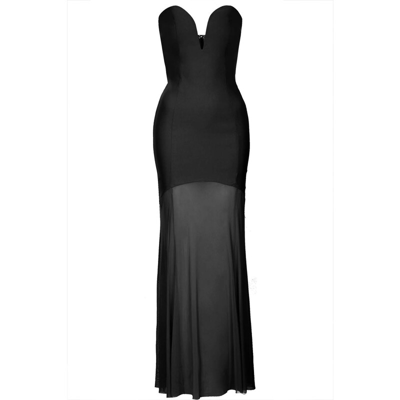 Topshop **Black Sweetheart Sheer Fishtail Maxi Dress by Rare