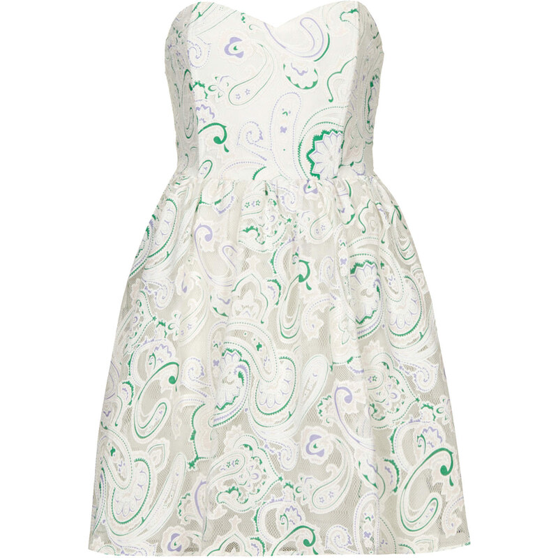 Topshop **White Paisley Textured Sweetheart Prom Dress by Rare