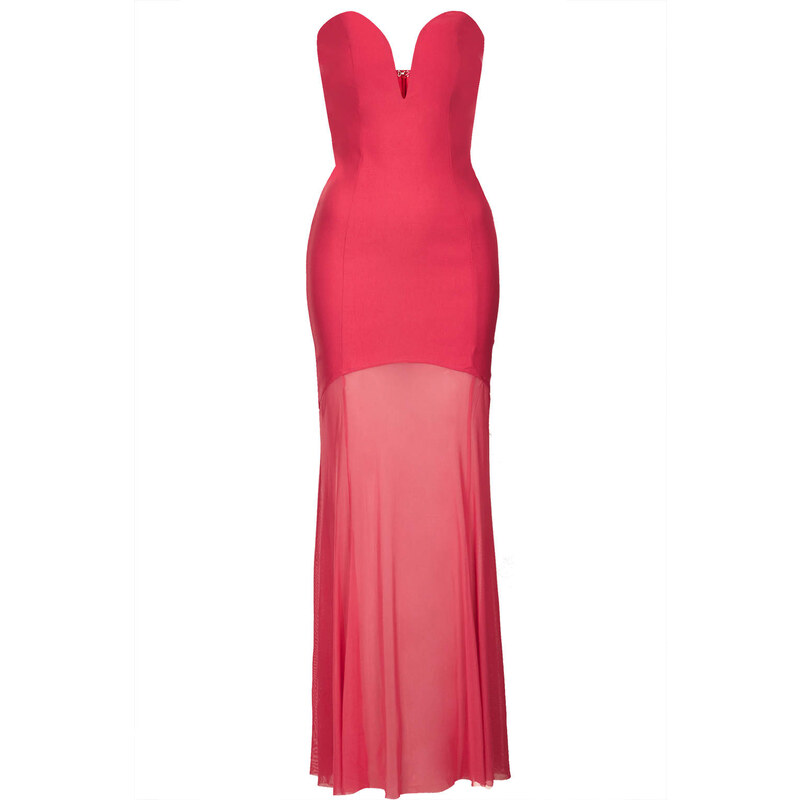 Topshop **Pink Sweetheart Sheer Fishtail Maxi Dress by Rare