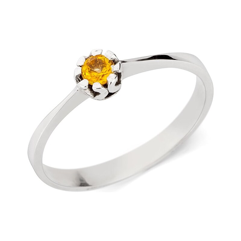 Stříbrný prsten se žlutým safírem KLENOTA kln1293ag