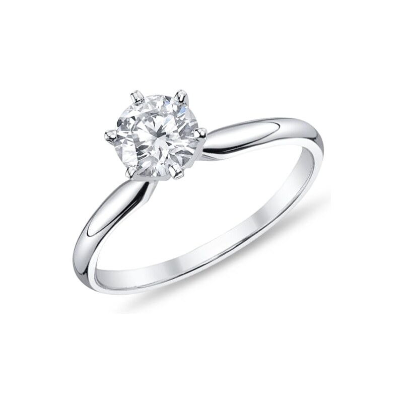 Diamantový zásnubní prsten z bílého zlata KLENOTA kln1046