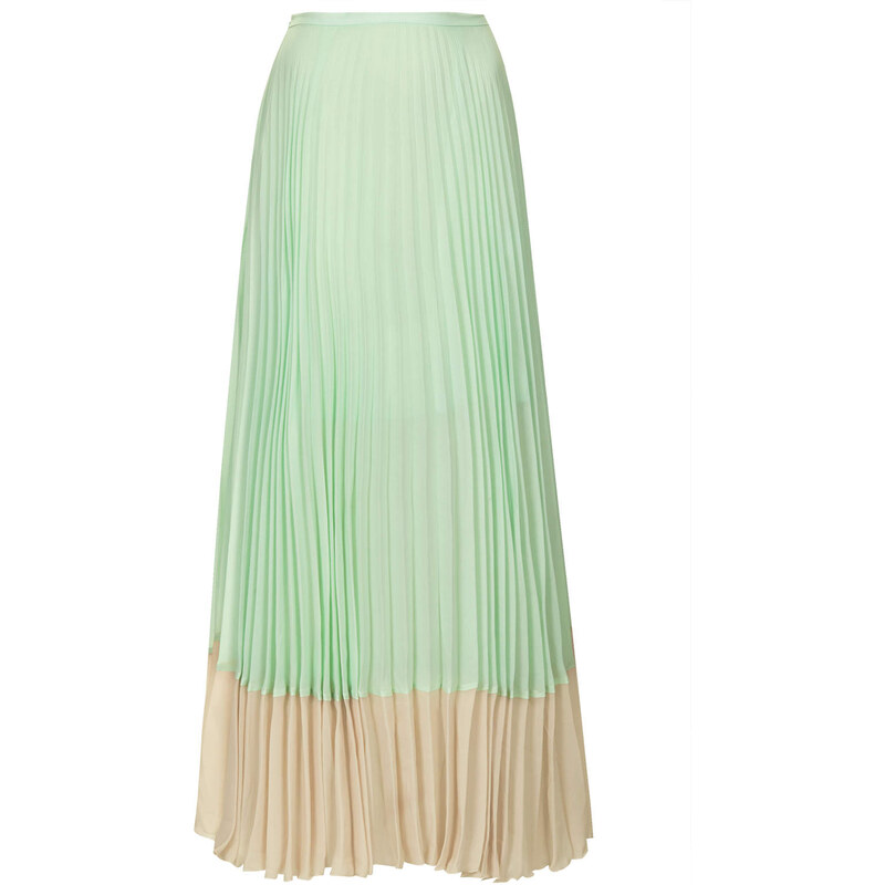 Topshop **Tasha Bi-Colours Pleated Skirt With Asymmetric Hem by Jovonna