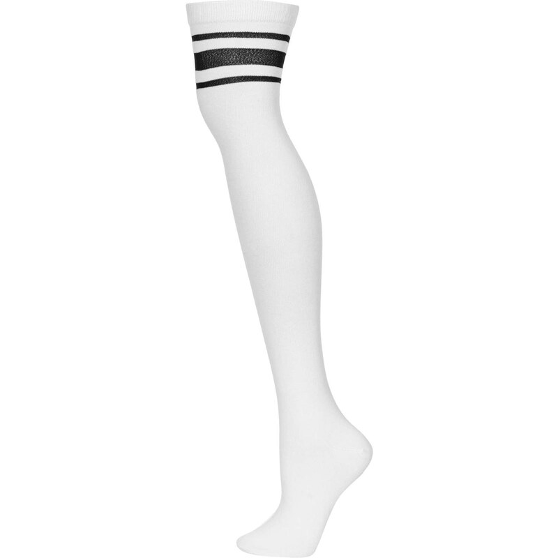 Topshop Sheer Stripe Over Knee Socks