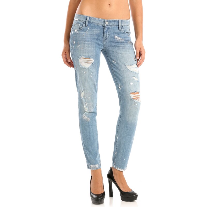 GUESS jeans Kate Skinny with Silver Foil Splatter Modrá světlá