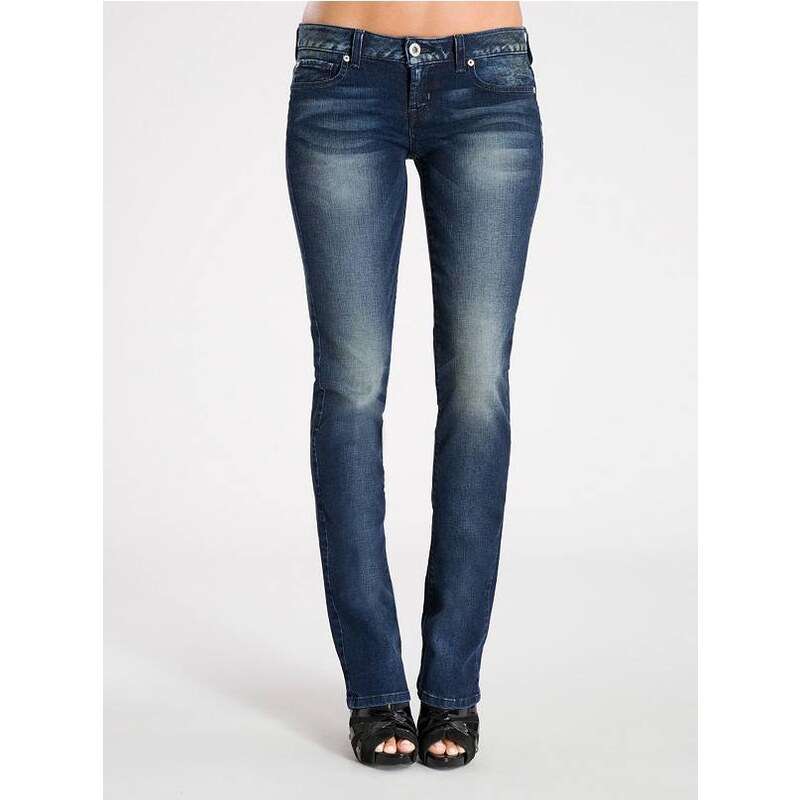 Guess Starlet Straight Jeans - Confusion Wash Modrá tmavá 23