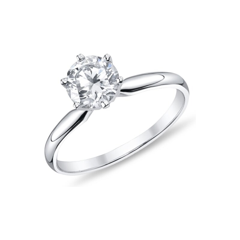 Zásnubní prsten z bílého zlata s briliantem KLENOTA kln0115
