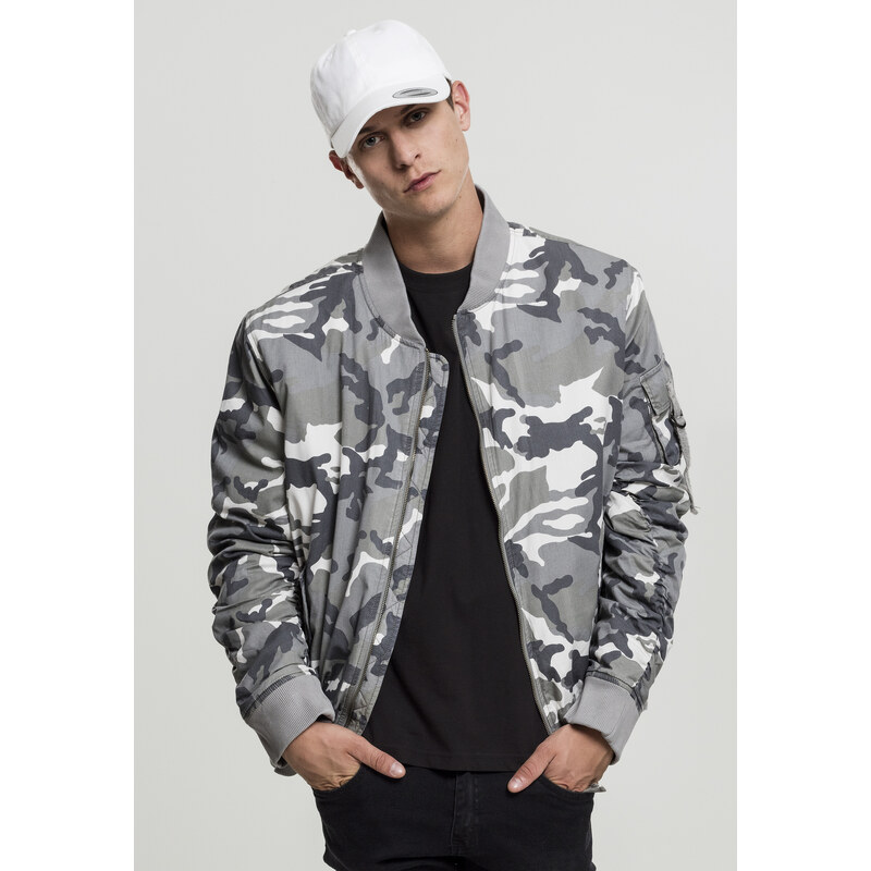 UC Men Vintage Camo Cotton Bomber Jacket snow camo