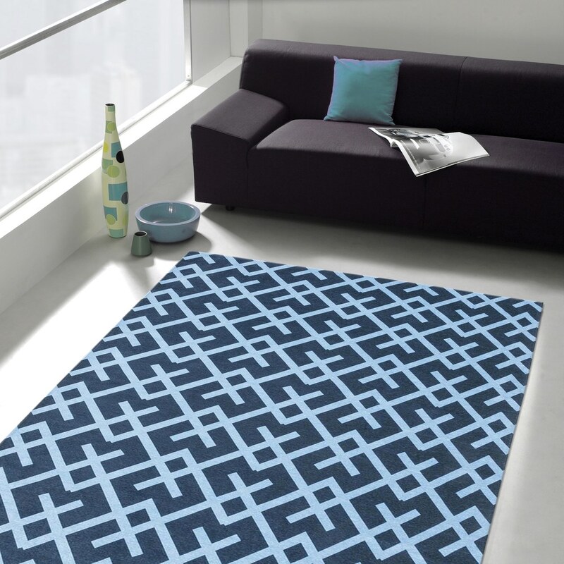 Vysoce odolný kuchyňský koberec Webtappeti Labyrinth Blue, 130 x 190 cm
