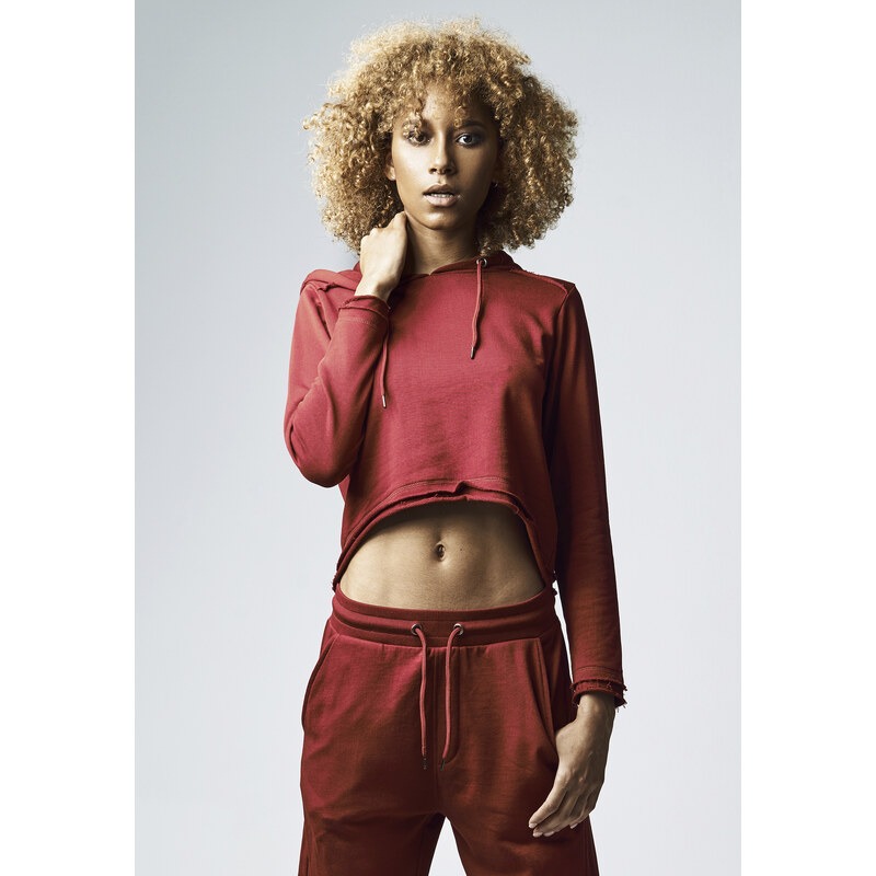 Urban Classics Dámská crop mMikina burgundy