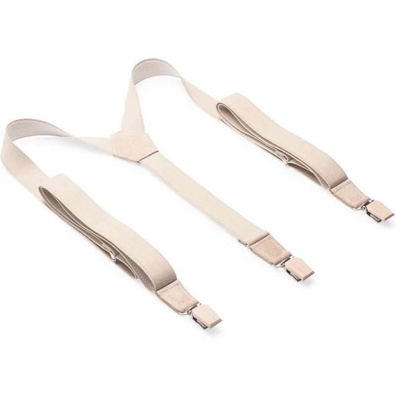 BeWooden Kožené šle Illa Suspenders s dřevěnými detaily