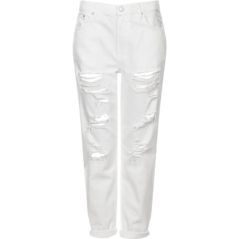 Topshop MOTO Ripped White Hayden Boyfriend Jeans