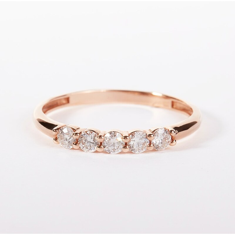 Prsten s diamanty v růžovém 14k zlatě KLENOTA K0226014