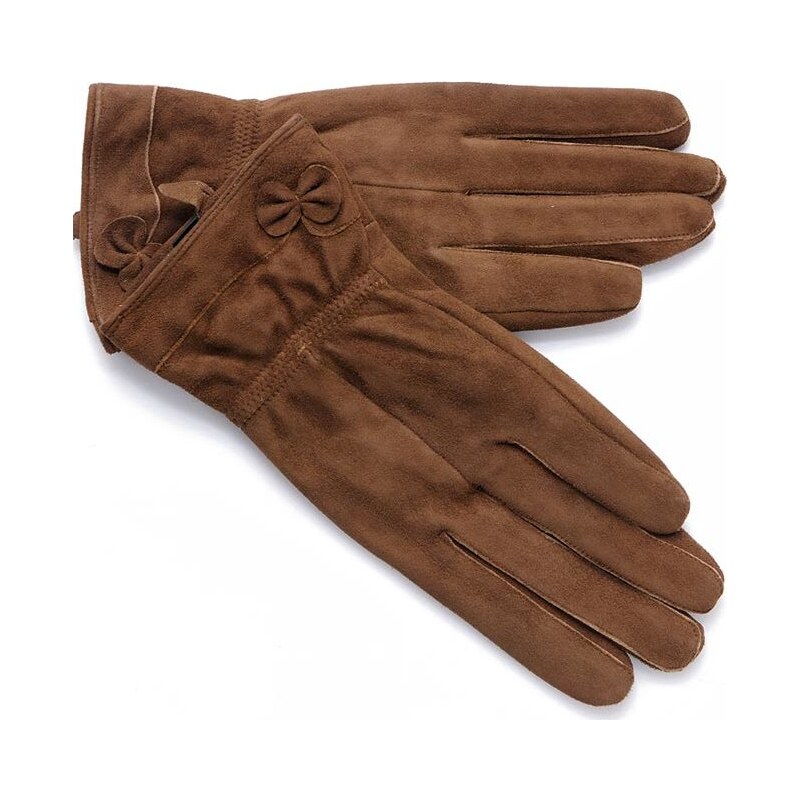 VEROSTILO Dámské hnědé semišové rukavice FINLAND (r17bM)