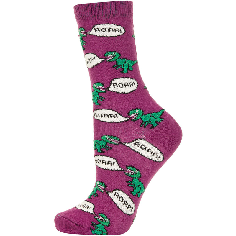 Topshop Magenta Fluffy Dinosaur Socks
